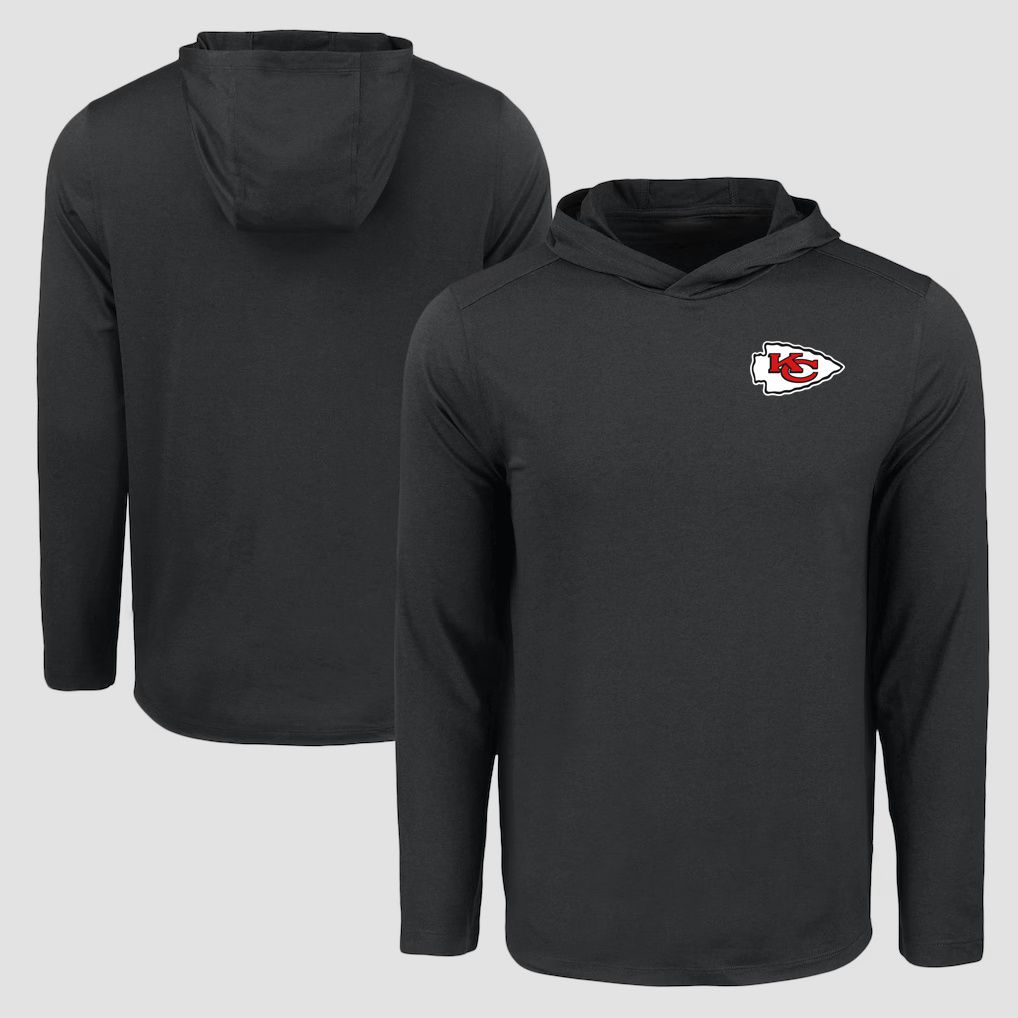 Men 2026 NFL Kansas City Chiefs Hooded long sleeved T-shirt black 06->nfl t-shirts->Sports Accessory